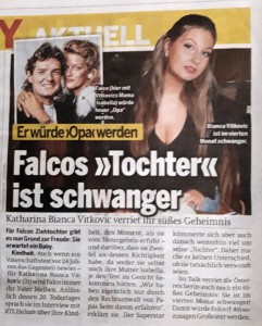 Článek „Falcos Tochter ist schwanger“.